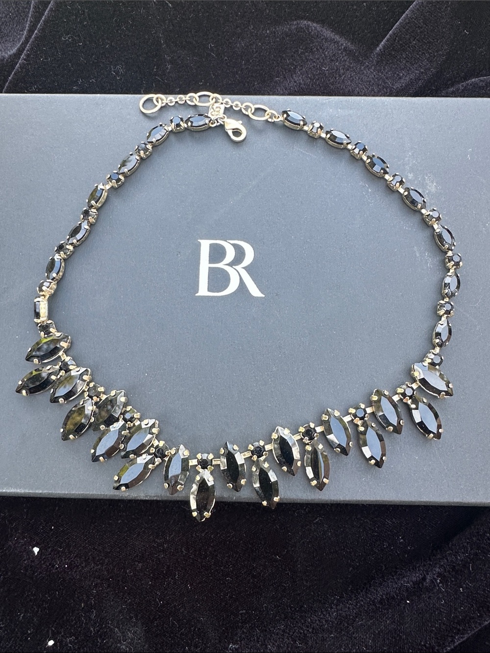 Banana Republic Black Marquise Crystal Collar Necklace